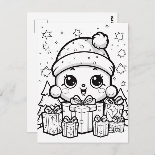 Feestelijk Snowkid kinder kleurend Briefkaart (Voorkant / Achterkant)