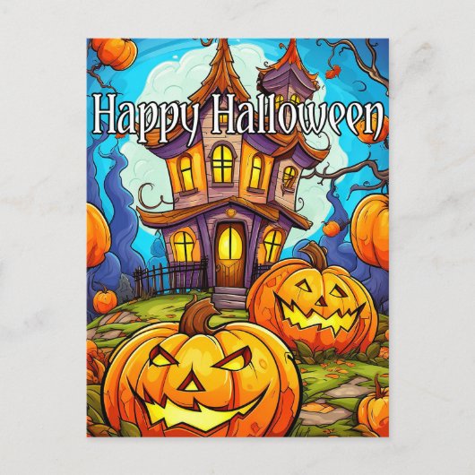 Feestelijk spookhuis | Happy Halloween Briefkaart (Voorkant)