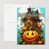 Feestelijk spookhuis | Happy Halloween Briefkaart (Voorkant / Achterkant)