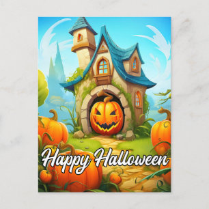 Feestelijk spookhuis Happy Halloween Briefkaart