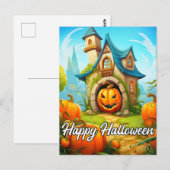 Feestelijk spookhuis | Happy Halloween Briefkaart (Voorkant / Achterkant)