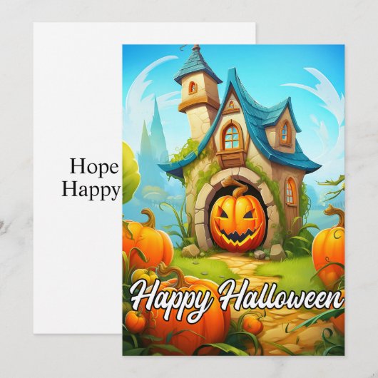 Feestelijk spookhuis | Happy Halloween Feestdagenkaart (Voorkant / Achterkant)
