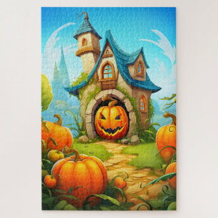 Feestelijk spookhuis   Happy Halloween Legpuzzel