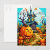 Feestelijk spookhuis in de herfst briefkaart (Voorkant / Achterkant)
