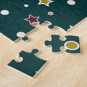 Feestelijk Sterrenpatroon op Donker Teal Legpuzzel (Zijkant)