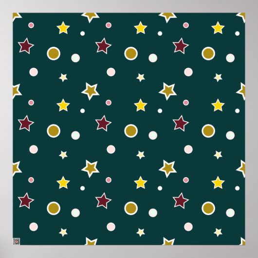 Feestelijk Sterrenpatroon op Donker Teal Poster (Voorkant)