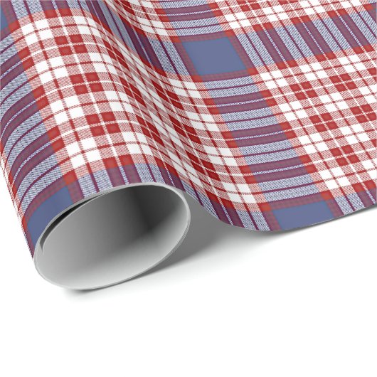 Feestelijk Stijlvol Blauw Rood & Wit Geplaagd Patr Cadeaupapier (Rol Hoek)