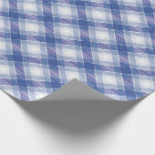 Feestelijk Stijlvol Blauw & Wit Tartan patroon Cadeaupapier (Hoek)