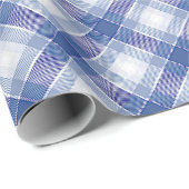 Feestelijk Stijlvol Blauw & Wit Tartan patroon Cadeaupapier (Rol Hoek)