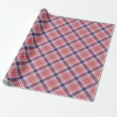Feestelijk Stijlvol Rood Wit & Blauw Tartan Patroo Cadeaupapier (Uitgerold)