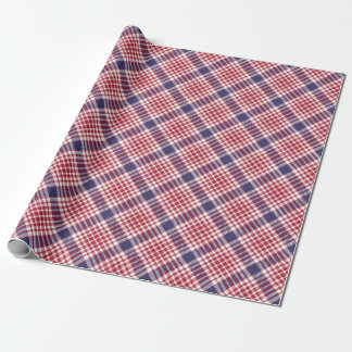 Feestelijk Stijlvol Rood Wit & Blauw Tartan Patroo Cadeaupapier