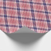 Feestelijk Stijlvol Rood Wit & Blauw Tartan Patroo Cadeaupapier (Hoek)