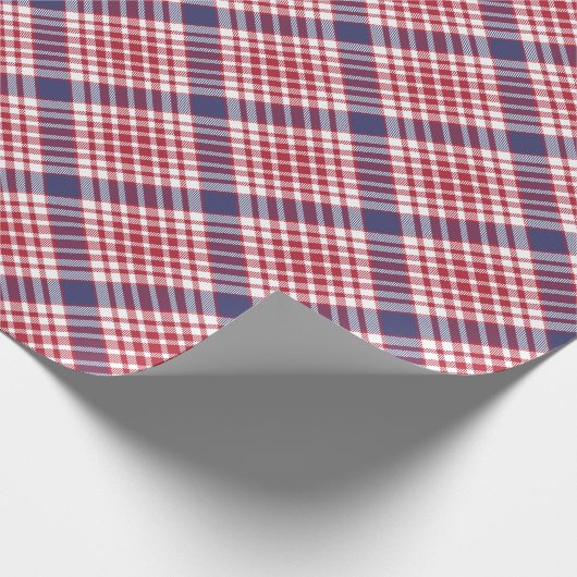 Feestelijk Stijlvol Rood Wit & Blauw Tartan Patroo Cadeaupapier (Hoek)