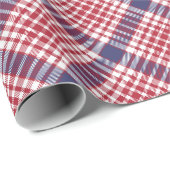 Feestelijk Stijlvol Rood Wit & Blauw Tartan Patroo Cadeaupapier (Rol Hoek)
