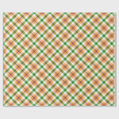 Feestelijk Stijlvol Wit Groen Sinaasappel Tartan P Cadeaupapier (Vlak)
