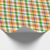Feestelijk Stijlvol Wit Groen Sinaasappel Tartan P Cadeaupapier (Hoek)