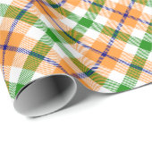 Feestelijk Stijlvol Wit Groen Sinaasappel Tartan P Cadeaupapier (Rol Hoek)