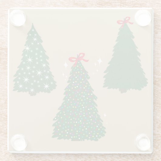 Feestelijk Tan Kerstboom Patroon Glazen Onderzetter (Achterkant)