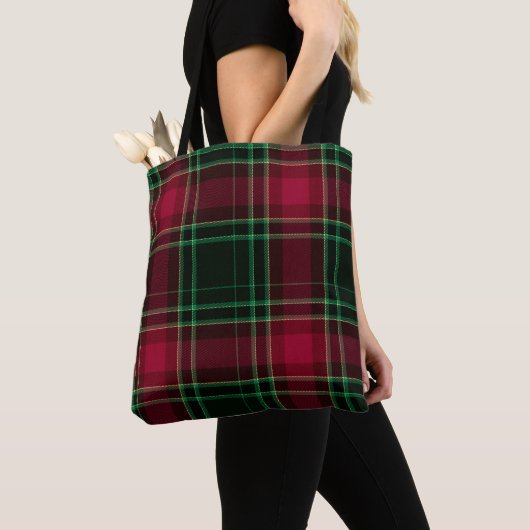 Feestelijk Tartan in Framboos en Groen Tote Bag (Dichtbij)