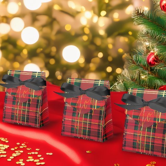 Feestelijk Tartan Rood & Groen Goud 'Joy' Bedankdoosjes