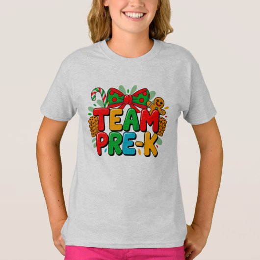 Feestelijk Team Pre-K Kerst T-Shirt (Voorkant)