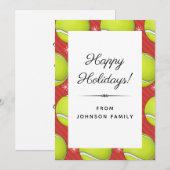 Feestelijk tennispatroon ballen en sneeuwvlokken K Feestdagenkaart (Voorkant / Achterkant)