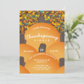 Feestelijk Terrazzo Pompoen Thanksgiving Diner Kaart (Staand voorkant)