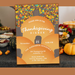 Feestelijk Terrazzo Pompoen Thanksgiving Diner Kaart