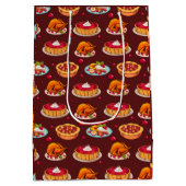 Feestelijk Thanksgiving-feestpatroon Medium Cadeauzakje (Achterkant)