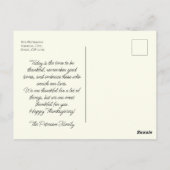 Feestelijk  traditioneel Thanksgiving diner Briefkaart (Achterkant)