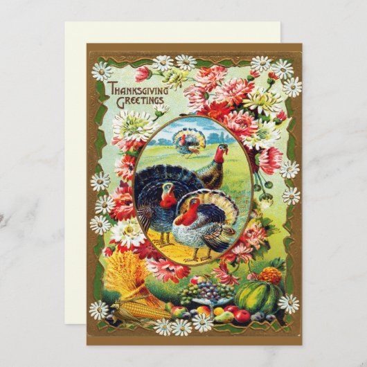 Feestelijk  traditioneel Thanksgiving diner Kaart (Voorkant / Achterkant)