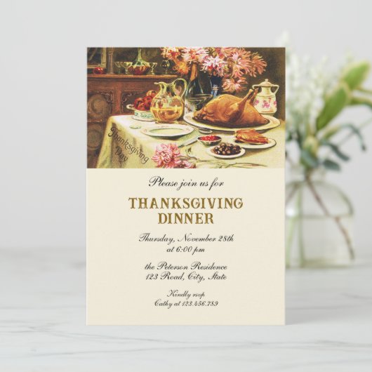 Feestelijk traditioneel Thanksgiving diner Kaart (Staand voorkant)