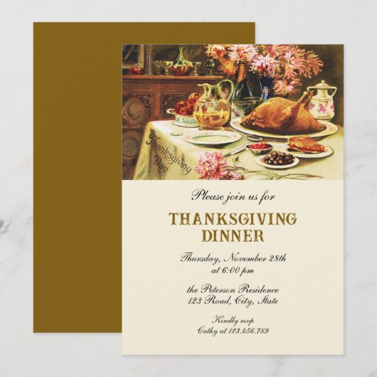 Feestelijk traditioneel Thanksgiving diner Kaart (Voorkant / Achterkant)