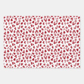 Feestelijk Trendy Retro Rood op Wit Xmas Patroon Inpakpapier Vel (Voorkant 2)