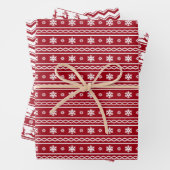 Feestelijk Trendy Retro Rood Wit Kerstpatroon Inpakpapier Vel (In situ)