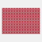 Feestelijk Trendy Retro Rood Wit Kerstpatroon Inpakpapier Vel (Voorkant)