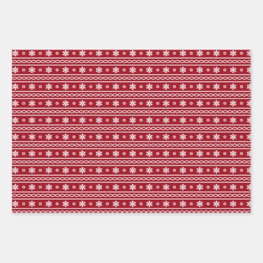 Feestelijk Trendy Retro Rood Wit Kerstpatroon Inpakpapier Vel (Voorkant)