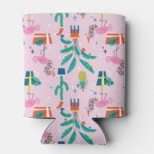 Feestelijk tropisch kerstpatroon blikjeskoeler (Achterkant)