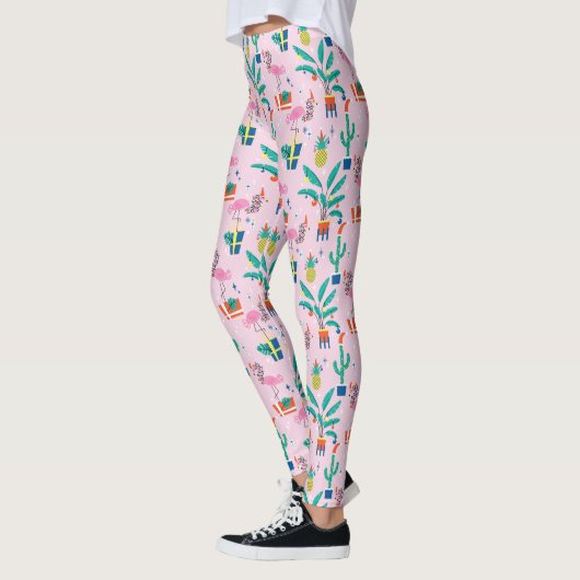 Feestelijk tropisch kerstpatroon leggings (Links)