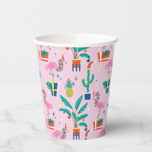 Feestelijk tropisch kerstpatroon papieren bekers (Links)