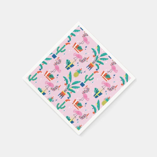 Feestelijk tropisch kerstpatroon servet (Hoek)