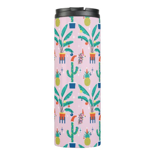 Feestelijk tropisch kerstpatroon thermosbeker (Achterkant)