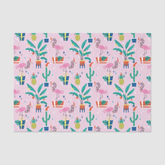 Feestelijk tropisch kerstpatroon tissuepapier (Voorkant)