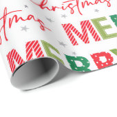 Feestelijk vakantiepatroon Vrolijke kersttypografi Cadeaupapier (Rol Hoek)