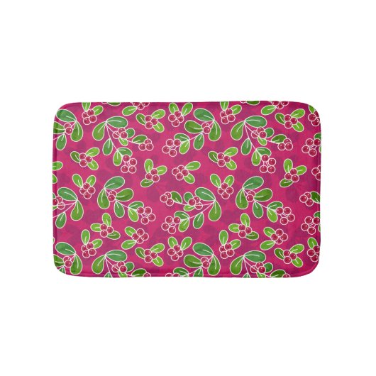 Feestelijk veenbessenbladerpatroon, Fuchsia Badmat (Voorkant)