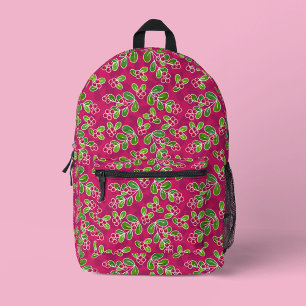 Feestelijk veenbessenbladerpatroon, Fuchsia Bedrukte Rugzak