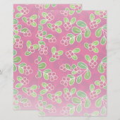 Feestelijk veenbessenbladerpatroon, Fuchsia Briefpapier (Voorkant / Achterkant)