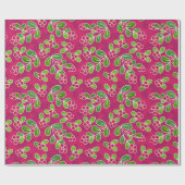 Feestelijk veenbessenbladerpatroon, Fuchsia Cadeaupapier (Vlak)