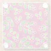 Feestelijk veenbessenbladerpatroon, Fuchsia Glazen Onderzetter (Achterkant)