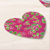 Feestelijk veenbessenbladerpatroon, Fuchsia Kartonnen Onderzetters (Gekanteld)